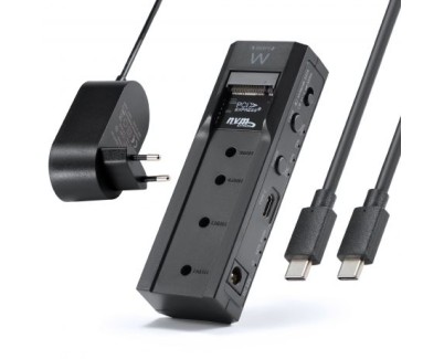 Ewent Clonador Doble Bahia - HDD/NVMe M2 - USB-C 3.2 Gen2 - Indicador LED - Conversor a SATA - Color Negro