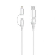 Ewent EC1076 Cable USB-C 4 en 1 - 60W - 2 Metros - USB-C, USB-A, Lightning - Color Blanco