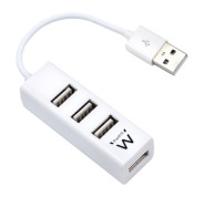 Ewent EW1122 Mini-Hub 4 Puertos USB 2.0 - Cable 12cm - Color Blanco