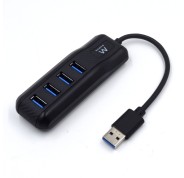 Ewent EW1138 Hub 4 Puertos USB 3.2 - Longitud Cable 15 cm - Velocidad Transferencia max 5Gps - Color Negro