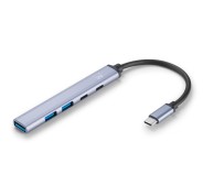 Ewent EW1149 Hub 5 Puertos - 1x USB-A 3.2 Gen1, 2x USB 2.0, 1x USB-C, 1x USB-C PD - Cable 15cm - Color Plata