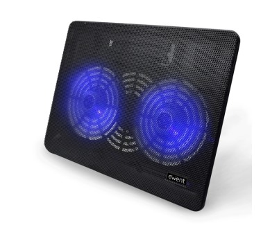Ewent EW1256 Base de Refrigeracion para Portatil hasta 17\" - 2 Ventilador - Altura Ajustable - Color Negro