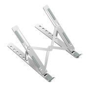 Ewent EW1266 Soporte Plegable de Viaje - Aleacion de Aluminio - Eleva de 5 a 15 cm tu Portatil - Color Plata