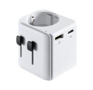 Ewent EW1472 Cargador de Viaje Universal - 1xUSB-C, 2xUSB - 15W - USA, UK, AUS, China - Color Blanco