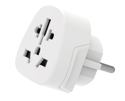 Ewent EW1480 Adaptador de Viaje Universal - USA, UK, AUS y Europa a Schuko - Color Blanco