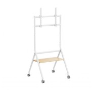 Ewent EW1582 Soporte de Suelo para Pantallas Interactivas/TV de 37 a 86\" - Bandeja Multiusos - Peso Max. 80kg - Altura Ajustable - Ruedas - Color Blanco
