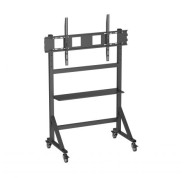 Ewent EW1584 Soporte de Suelo para Pantallas Interactivas/TV de 55 a 100\" - Bandeja Multiusos - Peso Max. 120kg - Altura Ajustable - Ruedas - Color Negro