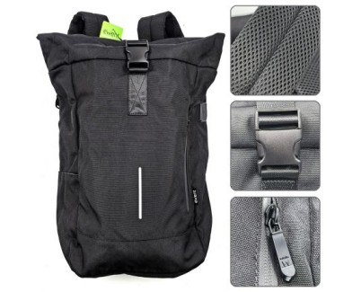 Ewent EW2536 Trendy Roll Mochila para Portatil hasta 17,3\" - Imprermeable - Correa para Trolley - Espalda y Hombros Transpirables - Bolsillo Trasero Antirobo - Color Negro