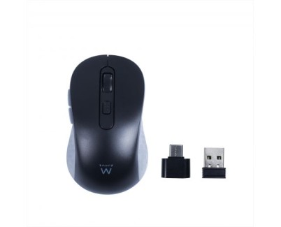 Ewent EW3204 Raton Inalambrico USB 1600dpi - 6 Botones - Receptor USB-A y USB-C - Uso Ambidiestro - Color Negro/Gris
