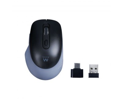 Ewent EW3243 Raton Inalambrico USB 3200dpi - 6 Botones - 2,4Ghz y Bluetooth - Uso Diestro - Color Negro/Gris
