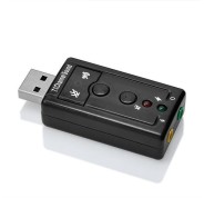 Ewent EW3762 Adaptador USB Audio - 2 Conectores 3.5mm para Microfono y Altavoces - Sonido 7.1 - Color Negro