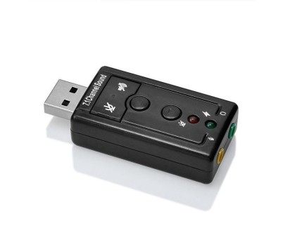 Ewent EW3762 Adaptador USB Audio - 2 Conectores 3.5mm para Microfono y Altavoces - Sonido 7.1 - Color Negro
