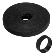 Ewent Hoop and Loop Tira Organizadors de Cables Nylon - Sujeccion de Velcro - 10m - 15mm - Color Negro