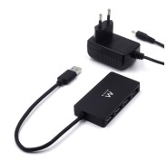 Ewent Hub USB 4 en 1 - Alimentacion Externa - USB 3.2 Gen1 - Cable de 52.5cm - Color Negro