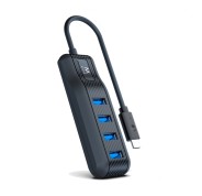 Ewent Hub USB-C 4 en 1 - 4x USB-A Hembra - Indicador LED - Cable de 30cm - Color Negro