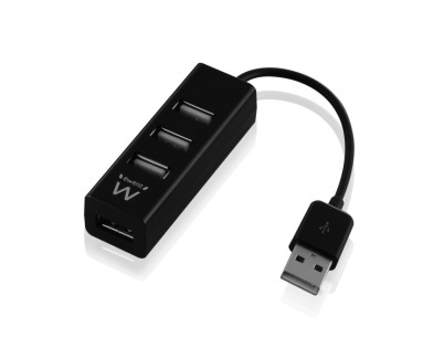 Ewent Hub USB2.0 de Alta Velocidad - USB-A de 4 Puertos - Color Negro