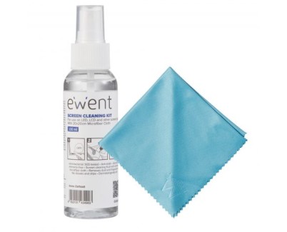 Ewent Kit Spray Limpiador Pantallas 100ml + Paño Microfibra