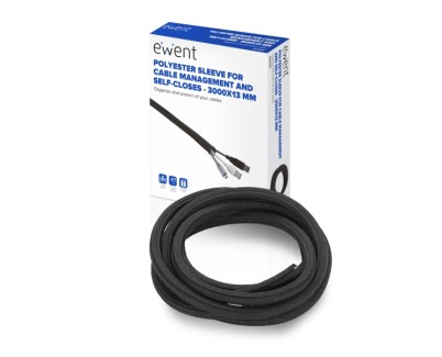 Ewent Manguito Organizador de Cable Polyester - Auto Cierre - 3m - 13mm - Color Negro