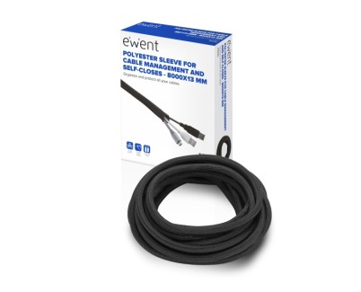 Ewent Manguito Organizador de Cable Polyester - Auto Cierre - 8m - 13mm - Color Negro