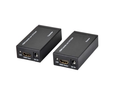 Ewent Pack Extensor HDMI por Cable UTP - hasta 60 Metros - Resolucion 1080P con Cable Cat6 - Color Negro