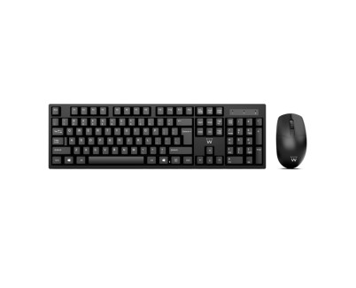 Ewent Pack Teclado + Raton Inalambricos - Receptor USB-A 2.4Hz - 1000dpi - Disposicion Italiana QWERTY IT - Incluye Pilas AA/AAA - Modo de Ahorro de Energia - Alcance hasta 10m - Color Negro