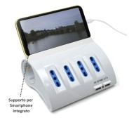 Ewent Regleta con 6 Tomas - 4 Tomas L + 2 Toma L/F (Schuko) - 2x USB-A - Proteccion Infantil - Enchufe Italiano Plano en Angulo - Proteccion contra Sobretensiones - Cable de 1.5m - Color Blanco