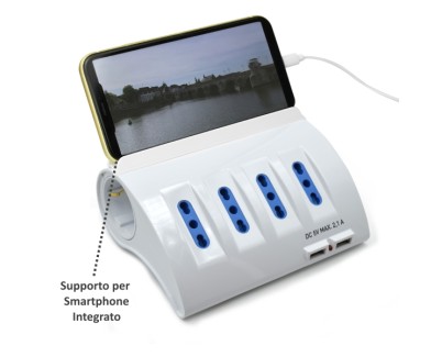 Ewent Regleta con 6 Tomas - 4 Tomas L + 2 Toma L/F (Schuko) - 2x USB-A - Proteccion Infantil - Enchufe Italiano Plano en Angulo - Proteccion contra Sobretensiones - Cable de 1.5m - Color Blanco