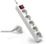Ewent Regleta de Energia- 5 Enchufes - Version Schuko -16A con Interruptor de Encendido/Apagado - Color Blanco