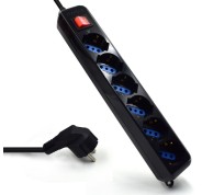 Ewent Regleta de Energia - 6 Enchufes - Version Schuko - 16A con Interruptor de Encendido/Apagado - Proteccion contra Sobrecarga - Cable de 1.5m - Color Negro