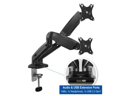 Ewent Soporte de Escritorio para 2 Monitores de 13-34\" - VESA Maximo 100x100 - hasta 9 kg - Color Negro