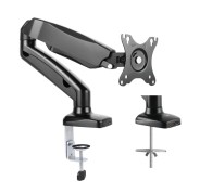 Ewent Soporte de Mesa con Brazo Articulado para Monitor hasta 34\" - Resorte de Gas - Giratorio e Inclinable - Gestion de Cables - Peso Maximo 9kg - VESA 100x100 - 1x USB-A 3.1 Gen1 - Entrada Jack y Microfono - 117x610x370mm - Color Negro