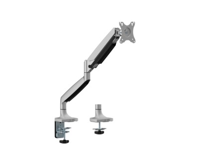 Ewent Soporte de Mesa con Brazo Articulado para Monitor hasta 45\" - Giratorio e Inclinable - Gestion de Cables - Peso Maximo 15kg - VESA 100x100 - Abrazadera para Grosor Maximo de 80mm - 134x625x663mm - Color Gris Espacial