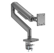 Ewent Soporte de Mesa con Brazo Articulado para Monitor hasta 49\" - Giratorio e Inclinable - Gestion de Cables - Peso Maximo 20kg - VESA 100x100 - Abrazadera para Grosor Maximo de 80mm - 134x625x663mm - Color Gris Espacial