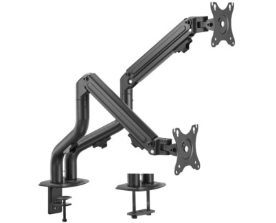 Ewent Soporte de Mesa Contrapeso Giratorio e Inclinable para Monitor/TV 16Kg - 2 Brazos - 17-32\" - Color Negro