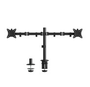 Ewent Soporte de Monitor de Escritorio - 2 Monitores de 13-32\"-VESA Maximo 100x100 - Pantalla plana hasta 9 kg- Pantalla Curva hasta 7 kg - Color Negro