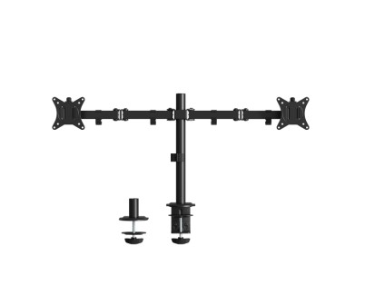 Ewent Soporte de Monitor de Escritorio - 2 Monitores de 13-32\"-VESA Maximo 100x100 - Pantalla plana hasta 9 kg- Pantalla Curva hasta 7 kg - Color Negro