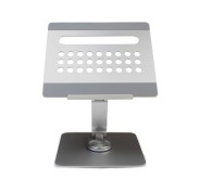 Ewent Soporte de Sobremesa para Portatil - Aluminio - Multipuerto 7 en 1 - Rotacion 360 - Ajustable - Base Antideslizante - Plegable - Color Plateado/Gris