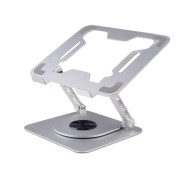 Ewent Soporte de Sobremesa para Portatil - Aluminio - Rotacion 360 - Ajustable - Base Antideslizante - Ajustable - Plegable - Color Plateado/Gris