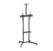 Ewent Soporte de Suelo con Ruedas para Pantallas 37\"-70\" - Bloqueo de Ruedas - Bandejas - Peso Max 50Kg - VESA 600X400mm - Color Negro