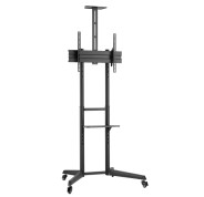 Ewent Soporte de Suelo para TV hasta 70\" - Bandeja Auxiliar - Altura Ajustable - Gestion de Cables - VESA Maximo 600x400 - Peso Maximo 50kg - Ruedas con Bloqueo - 871x678x1966mm - Color Negro