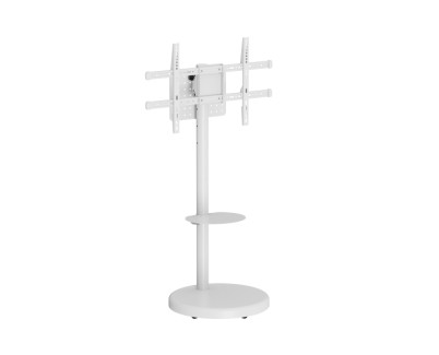 Ewent Soporte de Suelo para TV hasta 86\" - Bandeja Auxiliar - Altura Ajustable - Gestion de Cables - VESA Maximo 600x400 - Peso Maximo 50kg - Ruedas para Desplazamiento - 500x500x1340mm - Color Blanco