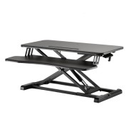 Ewent Soporte Elevador para Monitor - Amplia Superficie de 80x40cm - Altura Ajustable - Resorte de Gas - Bandeja para Teclado - Peso Maximo 15kg - Portatil - 800x615x110mm - Color Negro