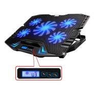Ewent Soporte para Portatil - 5 Ventiladores Silenciosos hasta 17\" - 2 Puertos USB - 5 Velocidades de Ventilador - 2 Modos de Enfriamiento - Color Negro