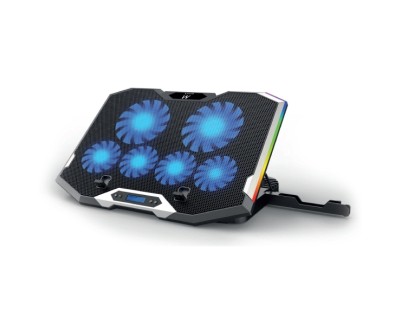 Ewent Soporte para Portatil hasta 15.6\" - 6 Ventiladores Silenciosos - 6 Velocidades - RGB Led - Color Negro
