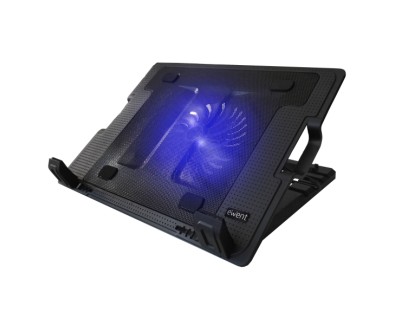 Ewent Soporte para Portatil - Ventilador Grande Silencioso hasta 17\" - 2 Puertos USB - Color Negro