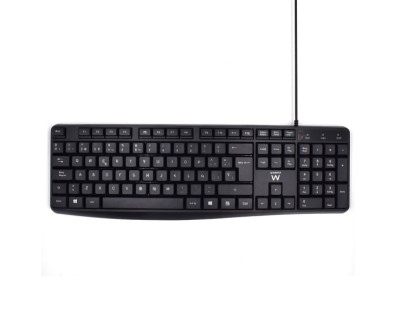 Ewent Teclado con Cable de Oficina - 104 Teclas - Cable USB-A de 1.35m - Color Negro