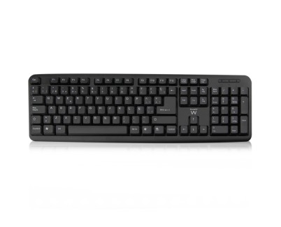 Ewent Teclado con Cable - Dise&ntilde;o Slim - Cable USB-A de 1.35m - Color Negro