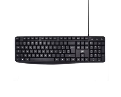 Ewent Teclado con Cable USB - Disposicion Italiana QWERTY IT - Cable de 1.35m - Teclas de Bajo Perfil y Silenciosas - Color Negro