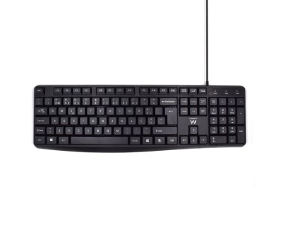 Ewent Teclado con Cable USB - Disposicion Portuguesa QWERTY PT - Cable de 1.35m - Teclas de Bajo Perfil y Silenciosas - Color Negro