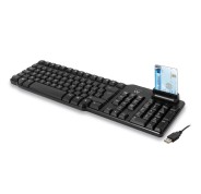 Ewent Teclado con Cable USB - Lector de Tarjetas Inteligentes - Cable de 1.5m - Disposicion Italiana QWERTY IT - Plastico ABS - Color Negro